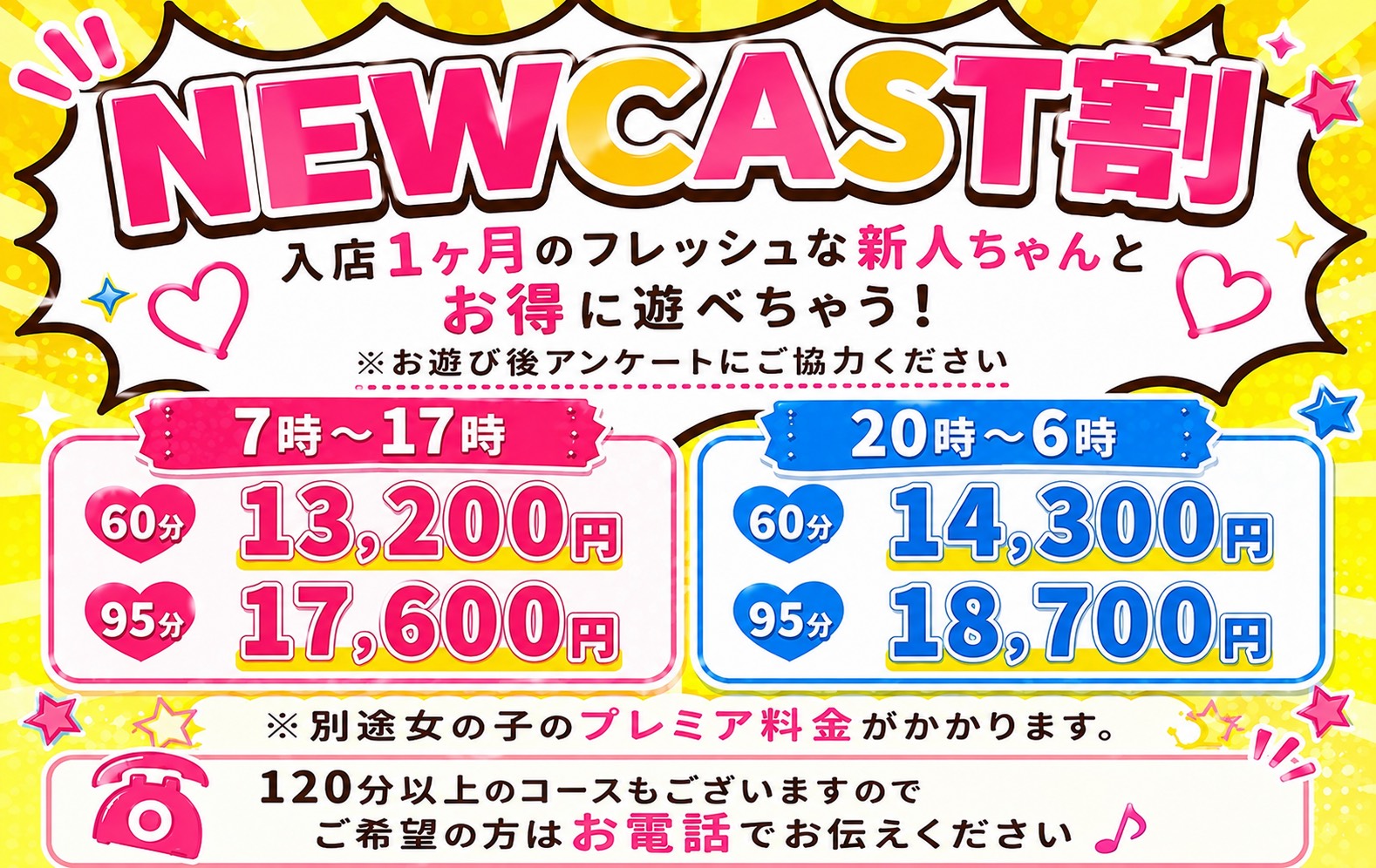入店一か月のフレッシュな新人ちゃんとお得に遊べる♪ NEWCAST割！